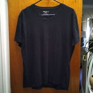 Forever 21 Men's Slim Fit V-Neck Black T-Shirt Size XL